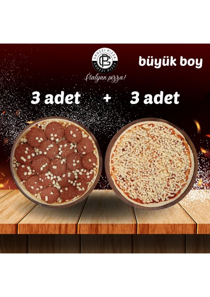 Margarita Pizza 3 Adet 1155 gr, Sucuklu Pizza 3 Adet 1350 gr