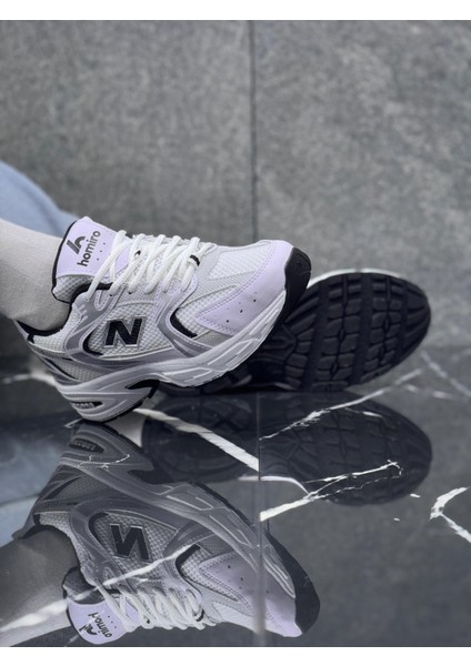 Kadın HMR053 Bağcıklı Ortopedik Spor Sneaker Ayakkabı Beyaz- Siyah fiyatları