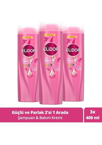 Superblend 2'si 1 Arada Şampuan ve Saç Bakım Kremi Güçlü ve Parlak 400 ml X3