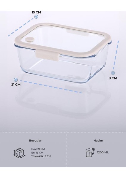 Fika Glace Bej Vakumlu 2 Parça Saklama Kabı 1200 ml fiyatları