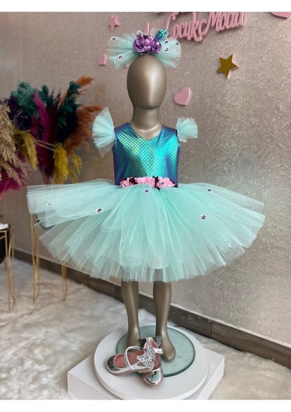 Kız Çocuk Tüllü Kabarık Deniz Kızı Elbisesi fiyatları