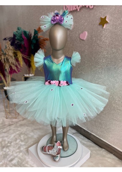 Kız Çocuk Tüllü Kabarık Deniz Kızı Elbisesi modelleri