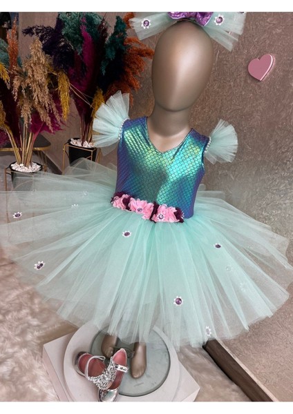 Kız Çocuk Tüllü Kabarık Deniz Kızı Elbisesi fırsatları