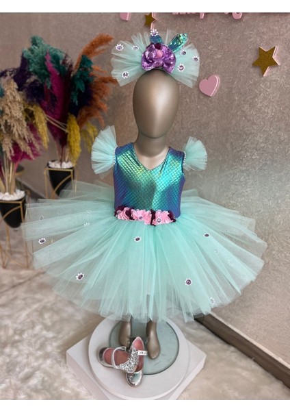 Kız Çocuk Tüllü Kabarık Deniz Kızı Elbisesi indirimleri