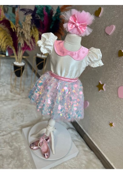 Kız Çocuk Pullu Tüllü Kabarık Deniz Kızı Elbise