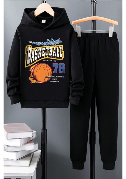 Uygun Tarz Basketball Baskılı Çocuk Rahat Eşofman Takımı