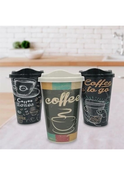 3 Adet Kahve Bardağı Seti Dekoratif Plastik Kahve Muhafaza Bardağı