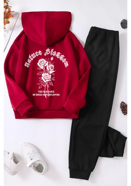 Uygun Tarz Nature Blossom Baskılı Çocuk Rahat Eşofman Takımı