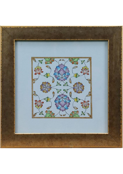 El Işçiliği Şikaf Renkli Halkar Tezhip Tablo 25 X 25 Cm - 6040