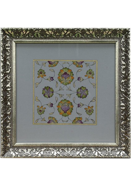 El Işçiliği Şikaf Renkli Halkar Tezhip Tablo 25 X 25 Cm - 6041