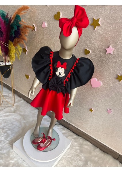 Kız Çocuk Kırmızı Etekli Mickey Mouse Detaylı Takım fiyatları