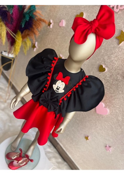 Kız Çocuk Kırmızı Etekli Mickey Mouse Detaylı Takım modelleri