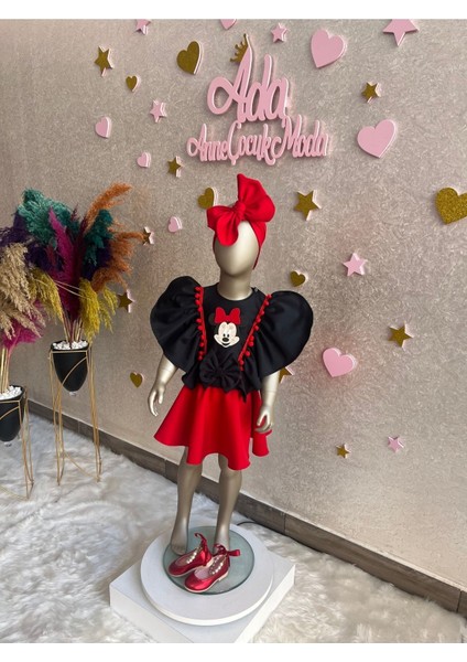 Kız Çocuk Kırmızı Etekli Mickey Mouse Detaylı Takım indirimleri