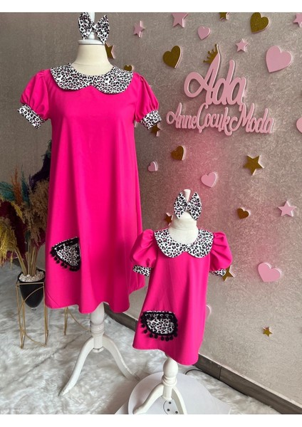 Anne Kız Canlı Pembe Elbise (Sepete Ayrı Eklenmelidir) fiyatları