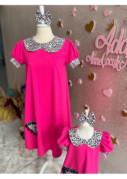 Anne Kız Canlı Pembe Elbise (Sepete Ayrı Eklenmelidir) fırsatları