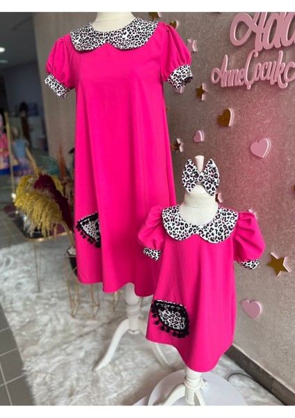 Anne Kız Canlı Pembe Elbise (Sepete Ayrı Eklenmelidir) indirimleri