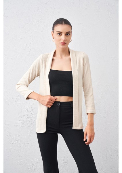 Kadın Taş Dirsek Kol Önü Açık Ceket