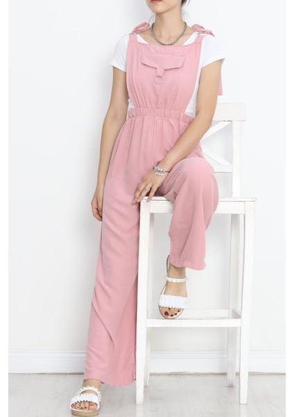 İpek Fashion Beli Lastikli Tulum Pembe - 18530.683.