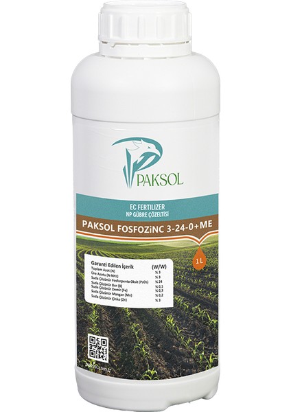 Fosfozinc 3-24-0+Me Fosforlu Sıvı Gübre 1 Litre