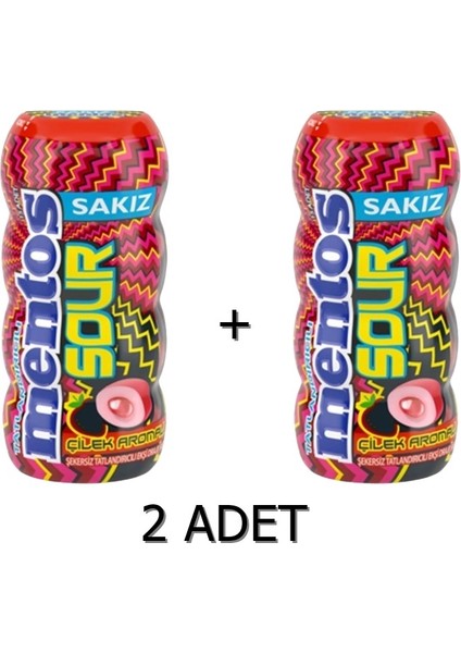 Sour Çilek Aromalı Şekersiz-Tatlandırıcılı Ekşi Draje Sakız 30G (2 Adet)