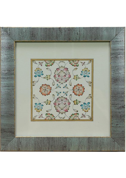 El Işçiliği Şikaf Renkli Halkar Tezhip Tablo 25 X 25 Cm - 6038