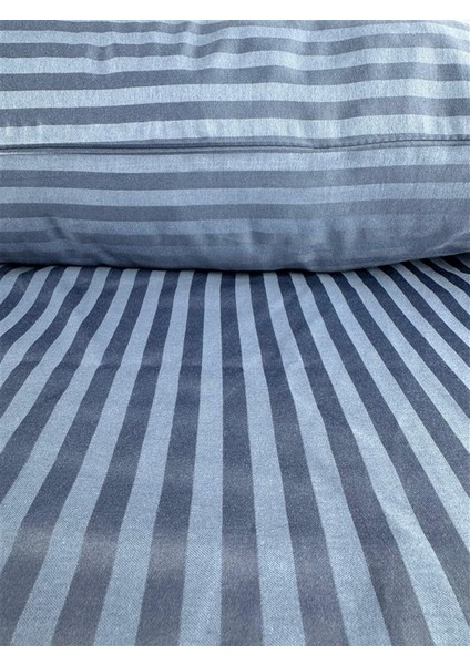 Çizgili Saten Indigo Mavi 2 Adet 50X70 Yastık Kılıfı fiyatları