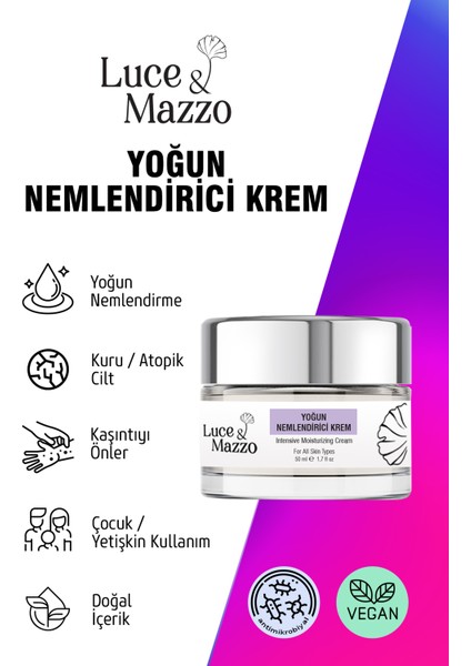 Yoğun Nemlendirici Krem 50 ml Saf İçerikli, 5 Aromatik Yağlı, Ekstra Nem