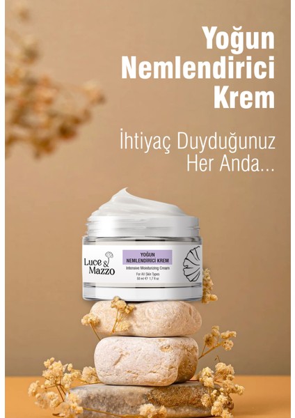 Yoğun Nemlendirici Krem 50 ml Saf İçerikli, 5 Aromatik Yağlı, Ekstra Nem