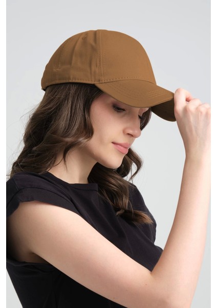 Spor Kep Şapka Ayarlanabilir Tokalı Camel Gabardin Kep Şapka Baseball Cap