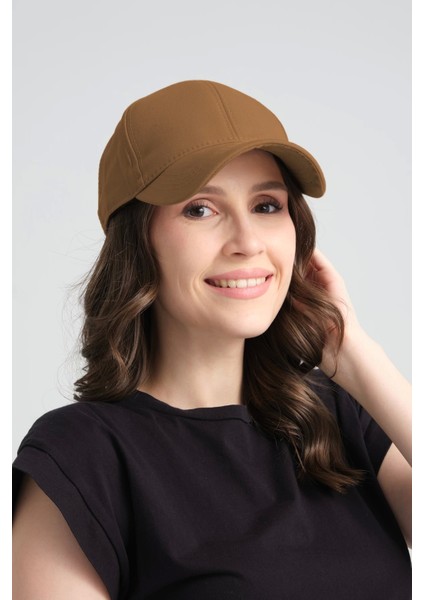 Spor Kep Şapka Ayarlanabilir Tokalı Camel Gabardin Kep Şapka Baseball Cap
