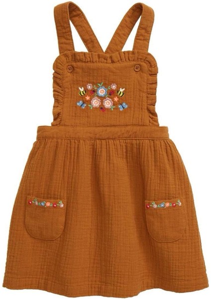 Kız Çocuk Müslin Kumaş Çiçek Nakışlı Elbise modelleri