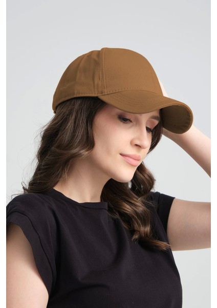 Spor Kep Şapka Ayarlanabilir Tokalı Camel Gabardin Kep Şapka Baseball Cap
