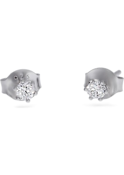 Kadın 3 mm Tek Taş Gümüş Nokta Küpe