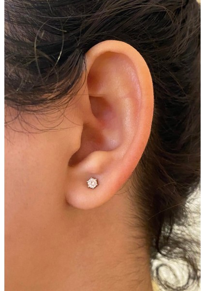 Kadın 3 mm Tek Taş Gümüş Nokta Küpe fiyatları