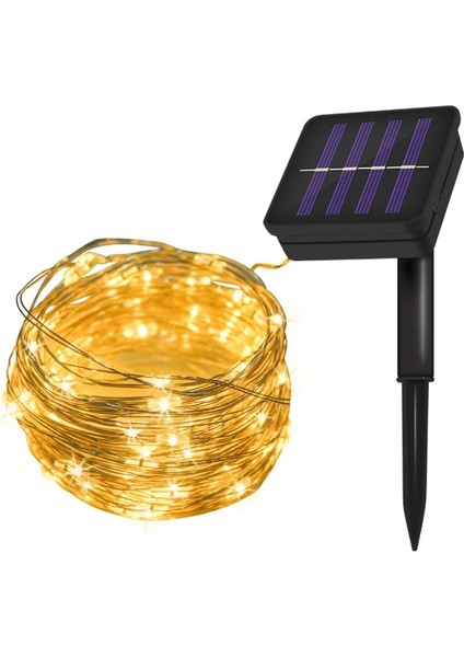 Solar 12METRE Güneş Enerjili Bahçe Ev Parti Süsü Aksesuarı Noel Yılbaşı Ağacı Işığı I 100 LED
