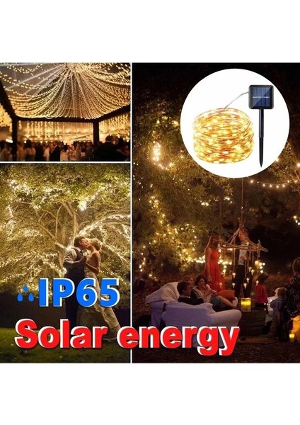 Solar 12METRE Güneş Enerjili Bahçe Ev Parti Süsü Aksesuarı Noel Yılbaşı Ağacı Işığı I 100 LED indirimleri