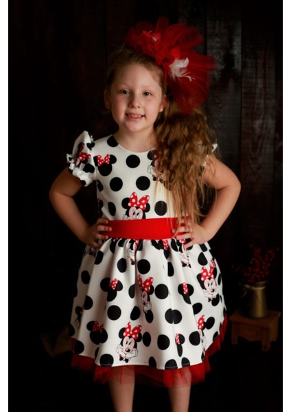 Kırmızı Puanlı Mickey (Miki) Mouse Kız Çocuk Elbise fiyatları