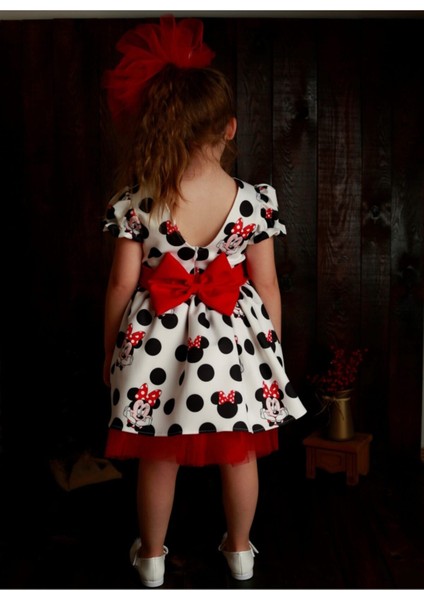 Kırmızı Puanlı Mickey (Miki) Mouse Kız Çocuk Elbise fırsatları