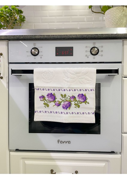 Özel Tasarım Kanaviçe Nakış Işlemeli Kadife Etamin Çeyizlik 2'li Havlu Seti fırsatları