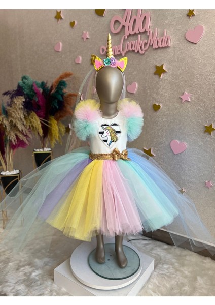 My Little Pony Unicorn Kabarık Tüllü Kuyruklu Özel Tasarım Elbise