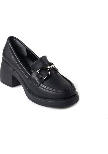 Papuçccity Fendii 03038 Kadın Günlük Topuklu Loafer Ayakkabı