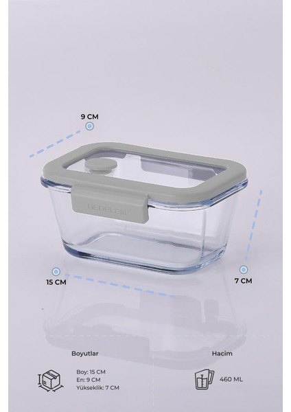 Fika Glace Gri Vakumlu 4 Parça Saklama Kabı 460 ml + 800 ml