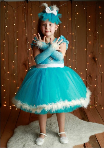 Kız Çocuk Elsa Karlar Kraliçesi Mavi Kostüm Elbise fiyatları