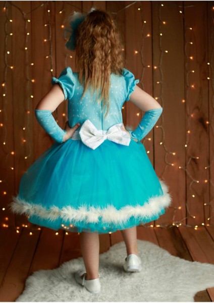 Kız Çocuk Elsa Karlar Kraliçesi Mavi Kostüm Elbise fırsatları