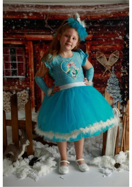 Kız Çocuk Elsa Karlar Kraliçesi Mavi Kostüm Elbise indirimleri