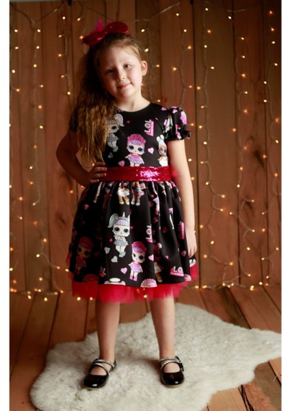 Kız Çocuk Siyah Lol Elbise