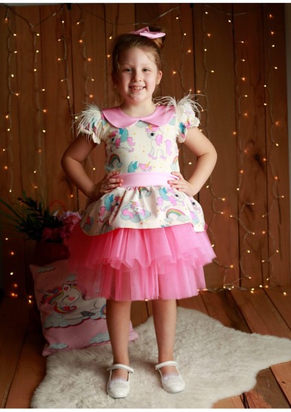 Kız Çocuk Pembe My Little Pony Unicorn Elbise