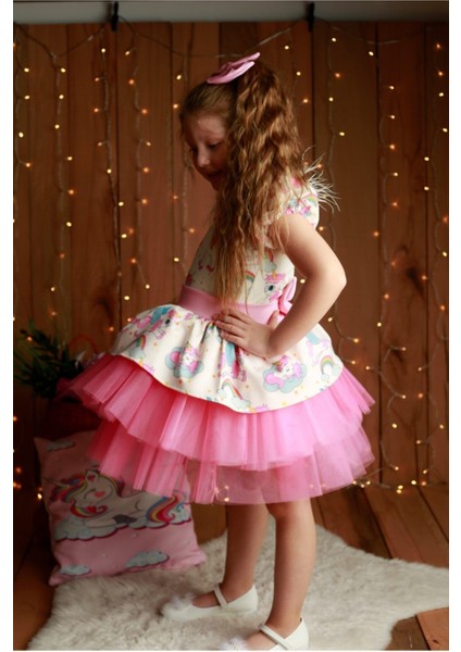 Kız Çocuk Pembe My Little Pony Unicorn Elbise