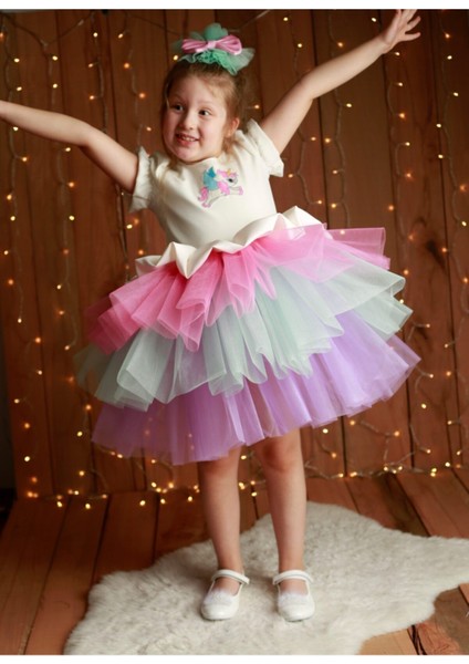 Kız Çocuk Renkli Unicorn Elbise fırsatları