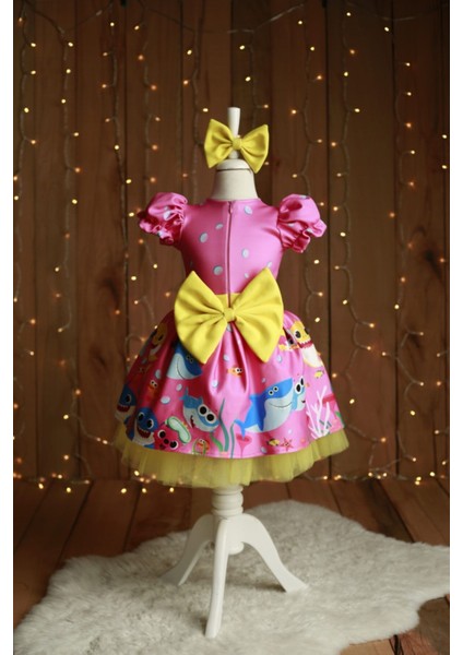 Kız Çocuk Pembe Baby Shark Elbise modelleri